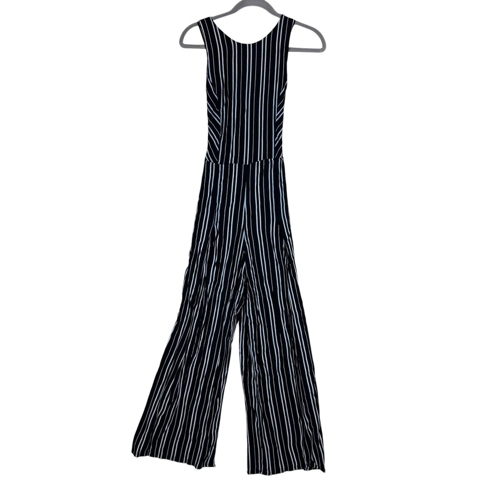 Willow & Clay Jumpsuit‎ Womens Small Black Striped Sleeveless Wide Leg Lined